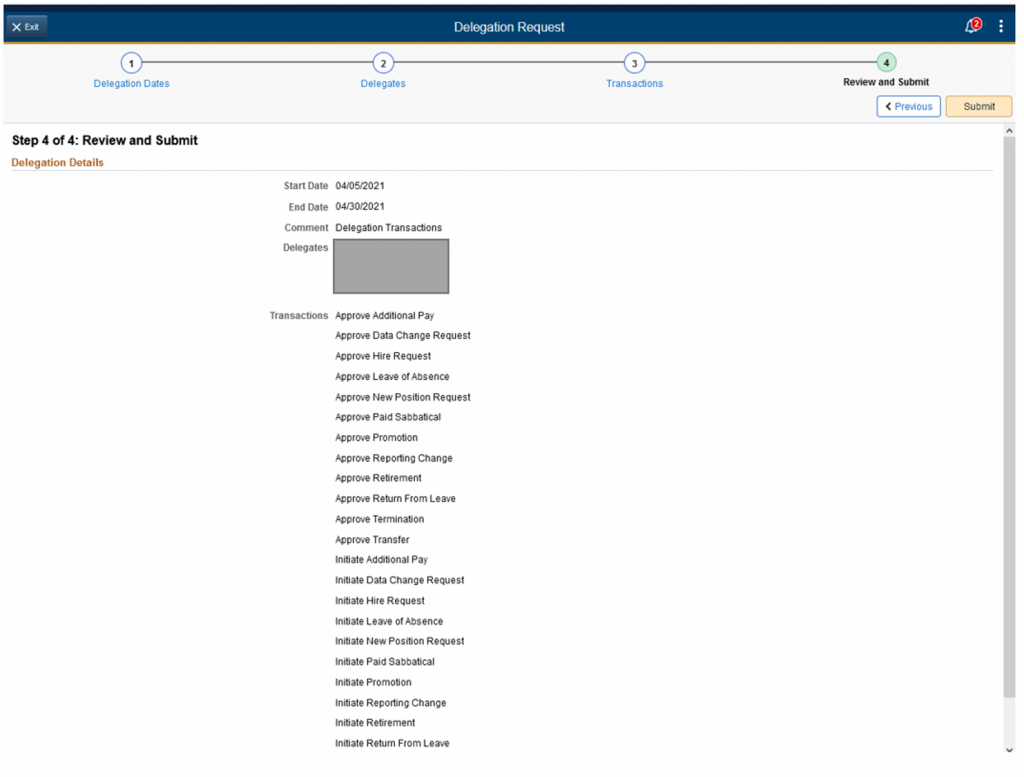 Fluid delegation request review Fluid delegation request